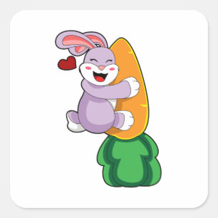 Rabbit with Carrot Square Sticker