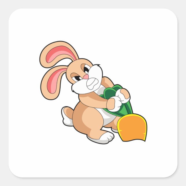 Rabbit with Carrot Square Sticker (Front)