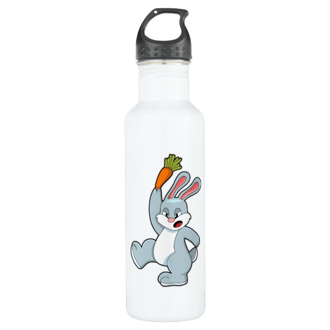Rabbit with Carrot Stainless Steel Water Bottle (Front)
