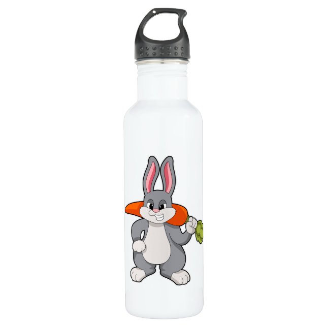 Rabbit with Carrot Stainless Steel Water Bottle (Front)