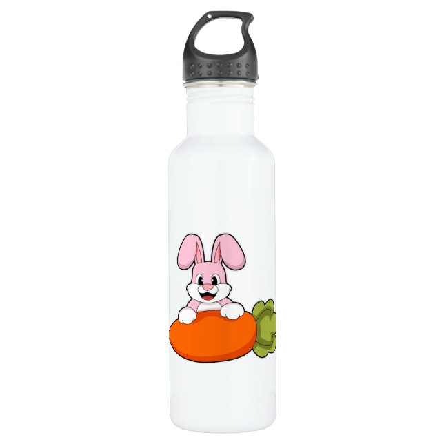 Rabbit with Carrot Stainless Steel Water Bottle (Front)