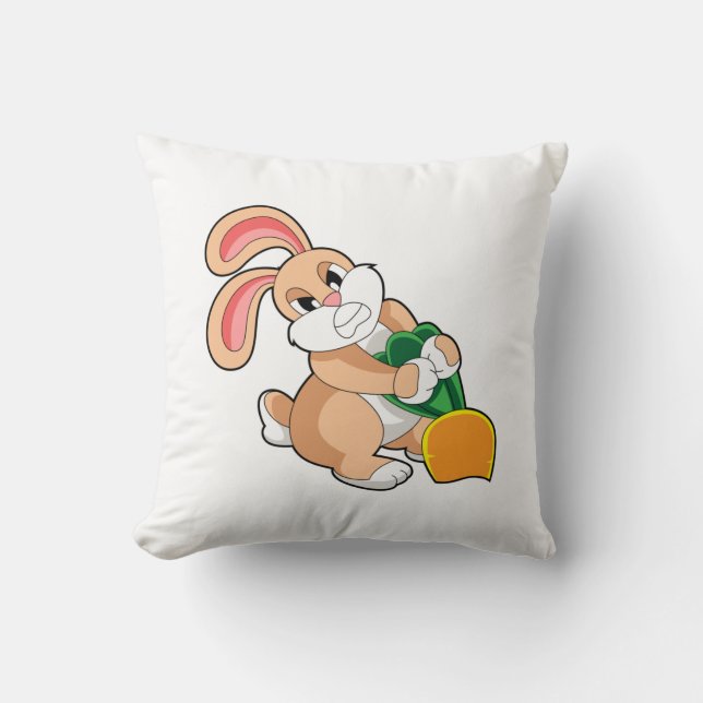 Rabbit with Carrot Throw Pillow (Front)
