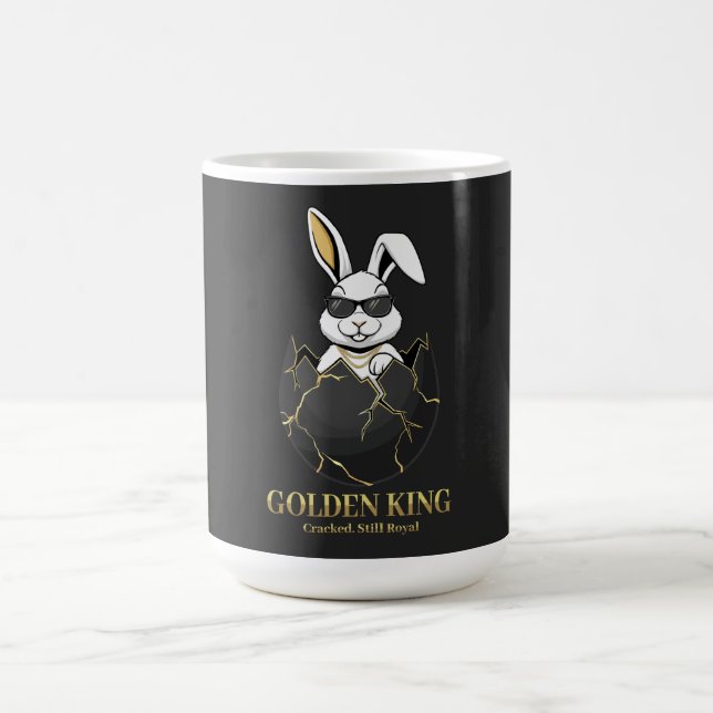 Rabbit with cool glasses, Gold, cracked, royal Coffee Mug (Center)