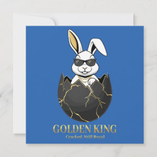 Rabbit with cool glasses, Gold, cracked, royal Invitation