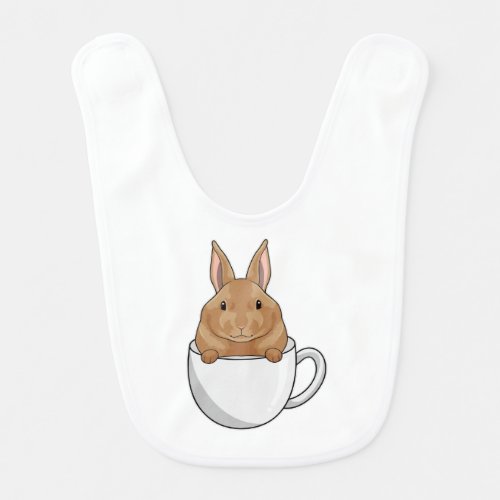Rabbit with Cup of Coffee Baby Bib