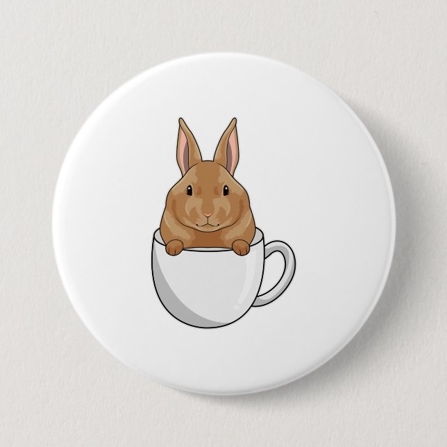 Rabbit with Cup of Coffee Button (Front)