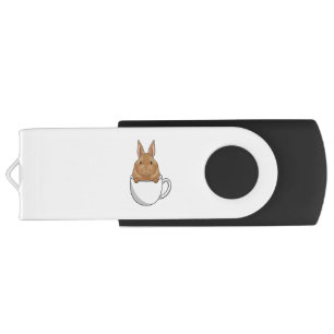 Rabbit with Cup of Coffee Flash Drive