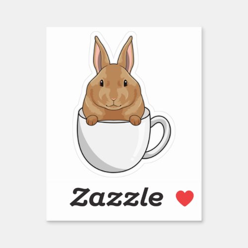 Rabbit with Cup of Coffee Sticker
