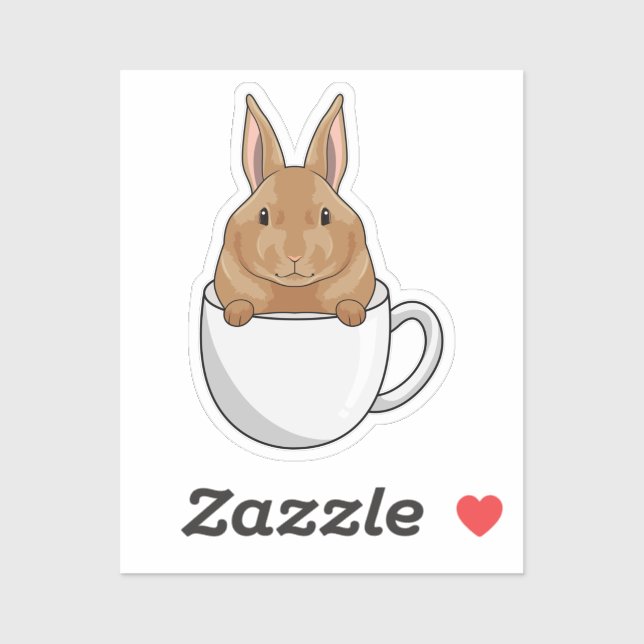 Rabbit with Cup of Coffee Sticker (Sheet)