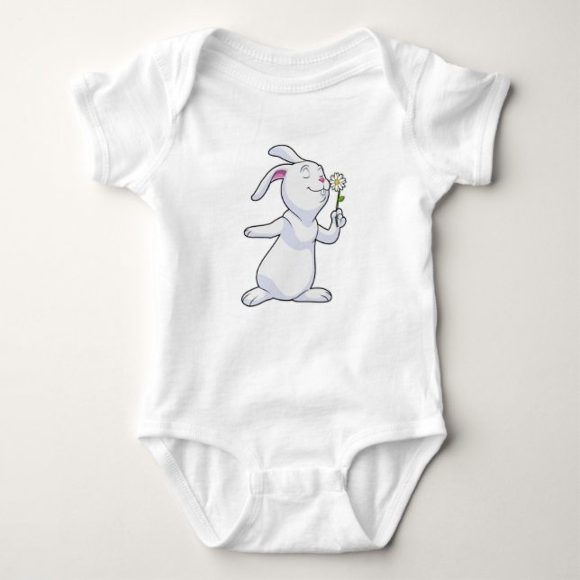 Rabbit with Daisy Baby Bodysuit (Front)