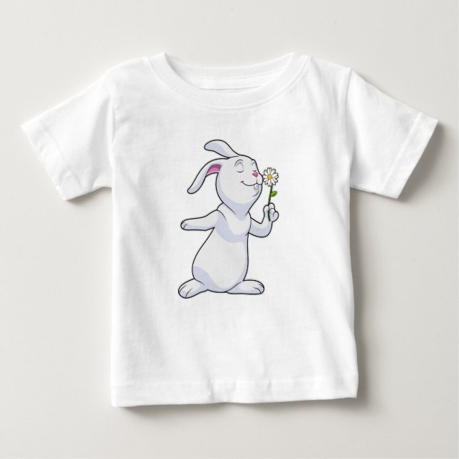 Rabbit with Daisy Baby T-Shirt (Front)