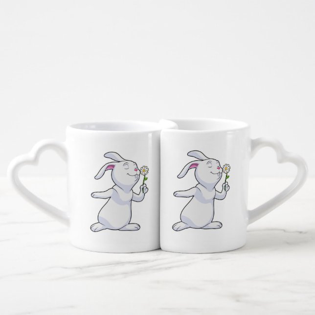 Rabbit with Daisy Coffee Mug Set (Front Nesting)