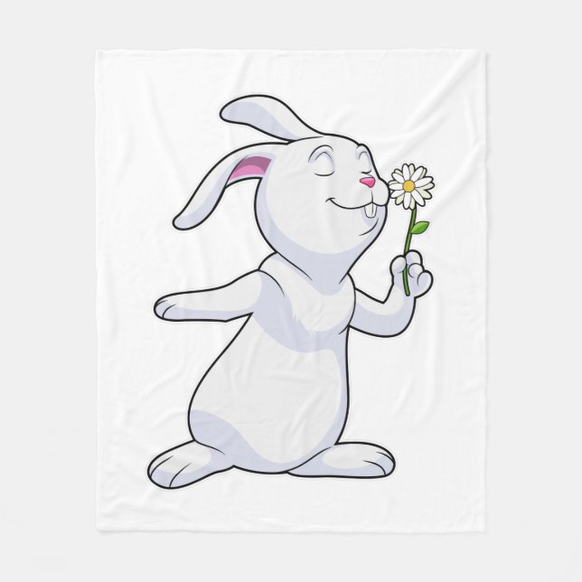 Rabbit with Daisy Fleece Blanket (Front)