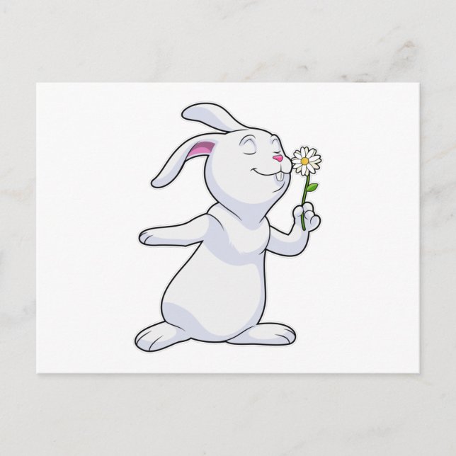 Rabbit with Daisy Postcard (Front)