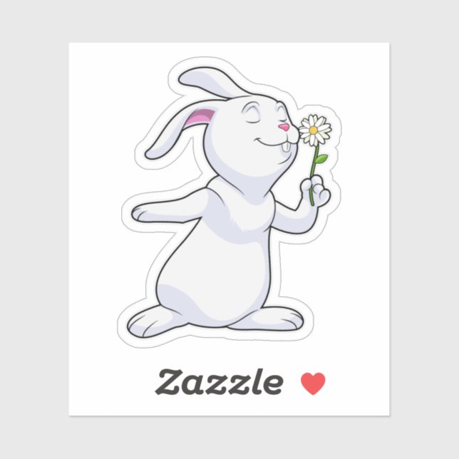Rabbit with Daisy Sticker (Sheet)