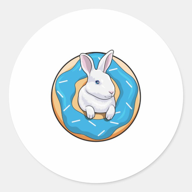 Rabbit with Donut Classic Round Sticker (Front)