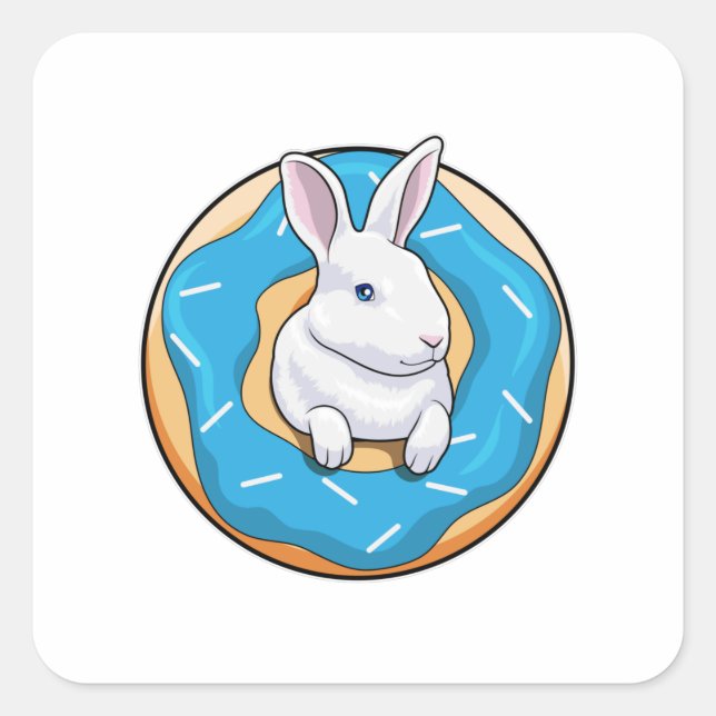 Rabbit with Donut Square Sticker (Front)