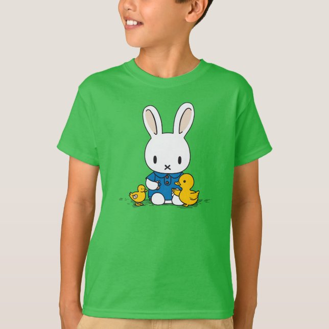 Rabbit with ducklings Cute Animals T-Shirt (Front)