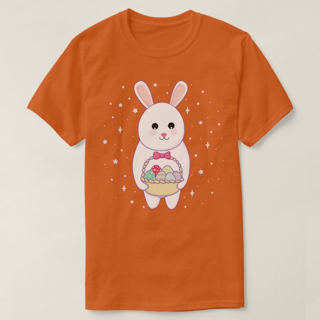 Rabbit with easter egg basket  T-Shirt (Design Front)