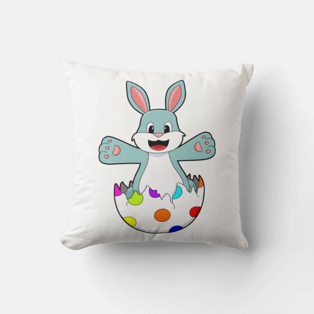 Rabbit with Egg Throw Pillow (Front)