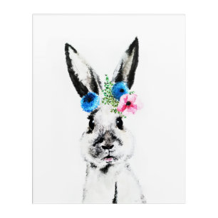Rabbit with Flowers Acrylic Print