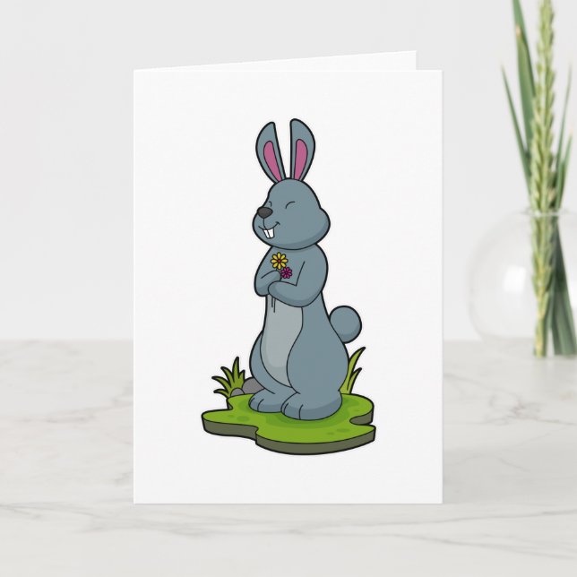 Rabbit with Flowers Card (Front)
