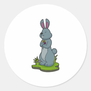 Rabbit with Flowers Classic Round Sticker