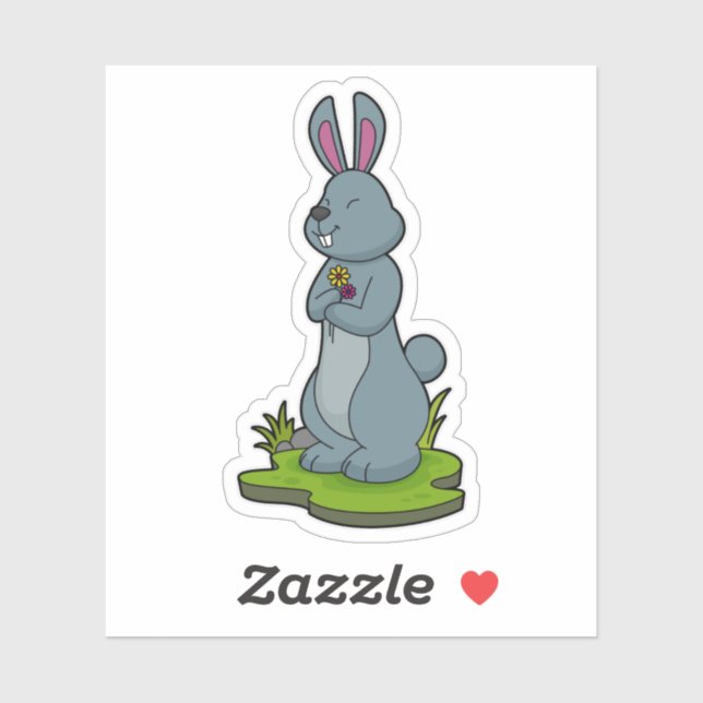 Rabbit with Flowers Sticker (Sheet)