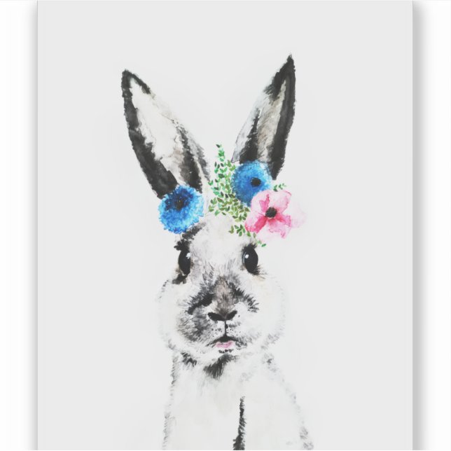 Rabbit with Flowers Sticker (Front)