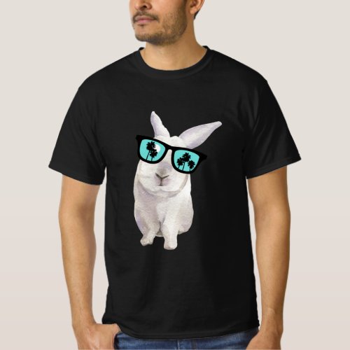 Rabbit with Glasses Badass Funny BunnyRabbit Dad T_Shirt