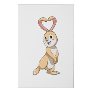 Rabbit with Heart Faux Canvas Print