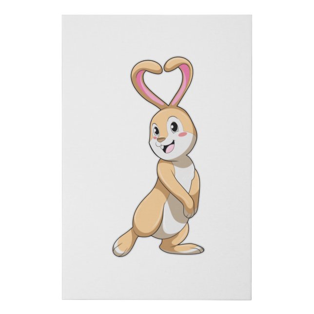 Rabbit with Heart Faux Canvas Print (Front)