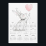 Rabbit with Heart-Shaped Balloon Magnetic Calendar<br><div class="desc">Brighten your space with this charming 2025 magnetic calendar featuring a whimsical illustration of a white rabbit holding a heart-shaped balloon. All 12 months are elegantly displayed, perfect for easy reference. This cute and minimalist design makes it a delightful addition to your home, office, or a thoughtful gift for any...</div>