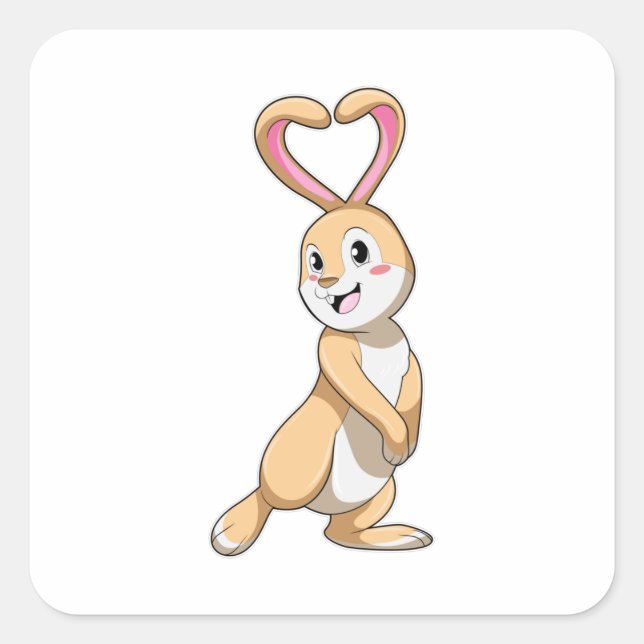 Rabbit with Heart Square Sticker (Front)