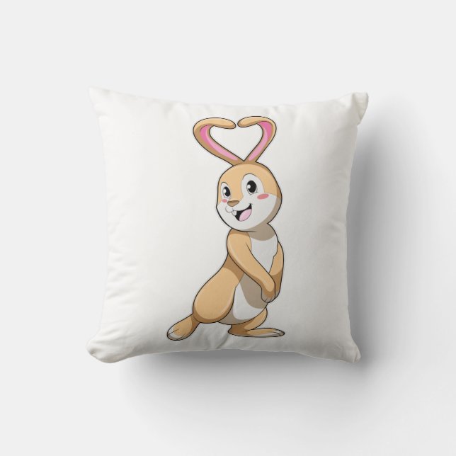 Rabbit with Heart Throw Pillow (Front)