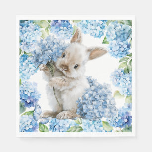 Rabbit with Hydrangea Flowers Napkins