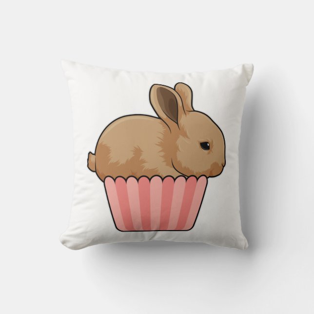 Rabbit with Muffin Throw Pillow (Front)