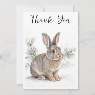 Rabbit with Pine Wildlife Thank You Card