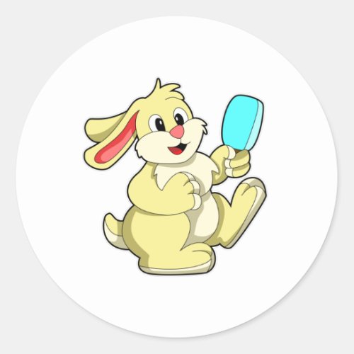 Rabbit with Popsicle Classic Round Sticker