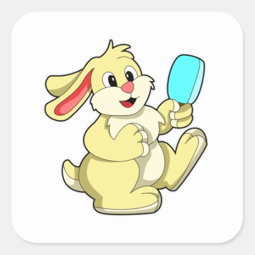 Rabbit with Popsicle Square Sticker