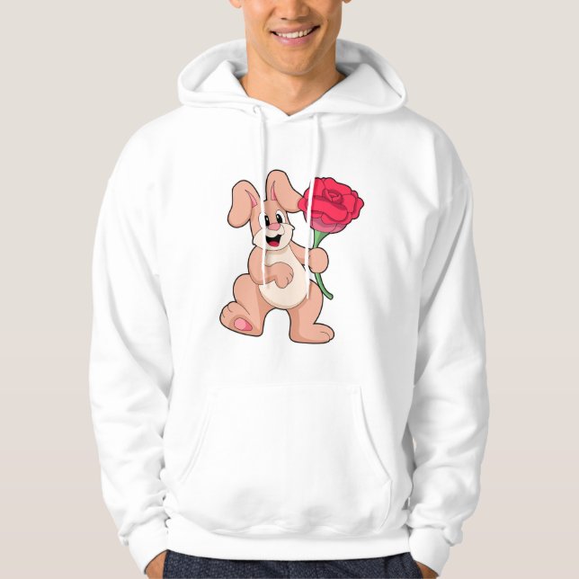 Rabbit with red Rose Hoodie (Front)