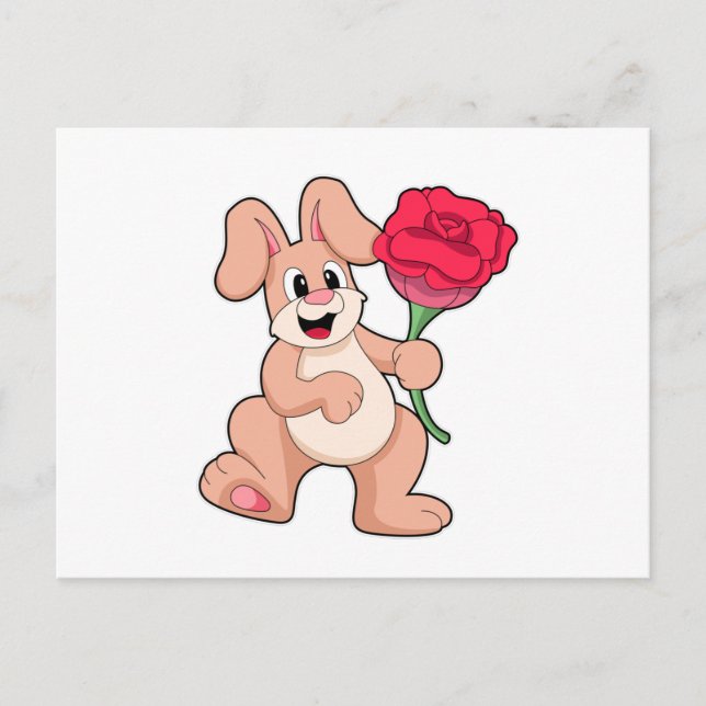 Rabbit with red Rose Postcard (Front)