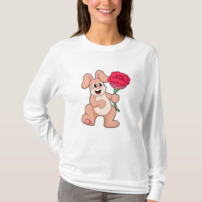 Rabbit with red Rose T-Shirt (Front)