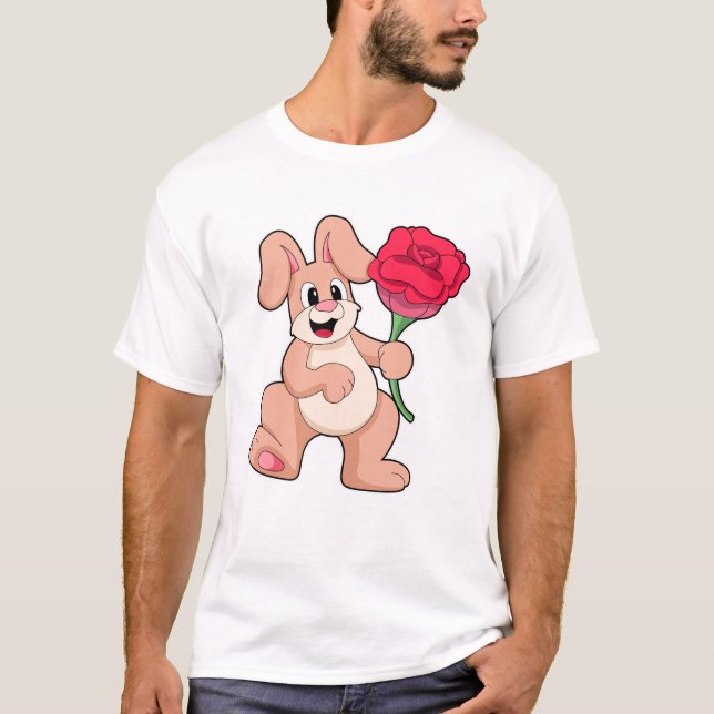 Rabbit with red Rose T-Shirt (Front)