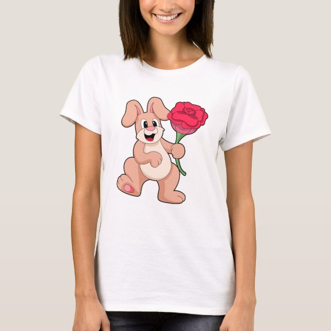 Rabbit with red Rose T-Shirt (Front)