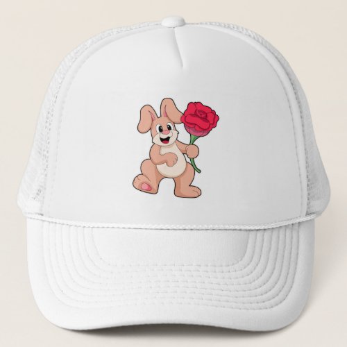 Rabbit with red Rose Trucker Hat