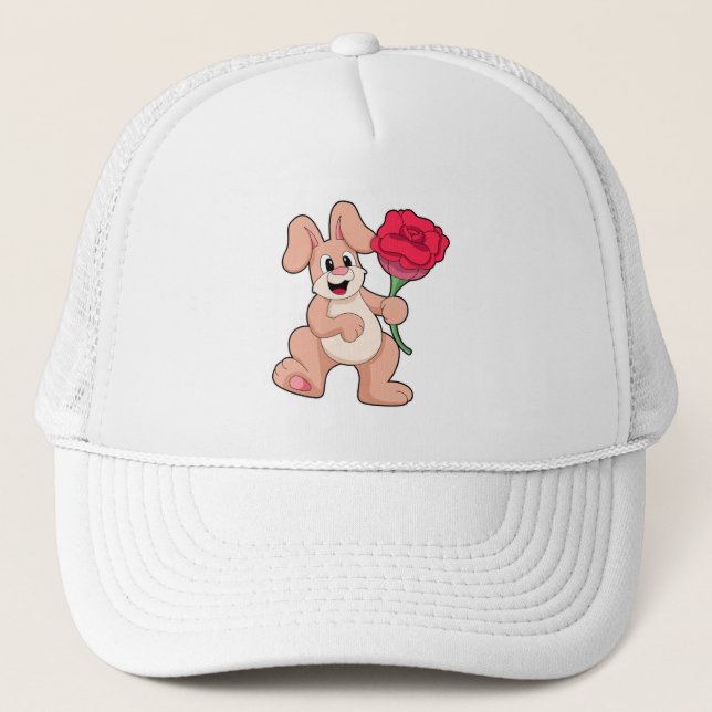 Rabbit with red Rose Trucker Hat (Front)