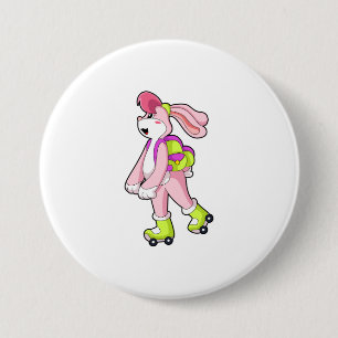 Rabbit with Roller skates Button