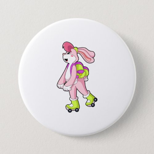 Rabbit with Roller skates Button