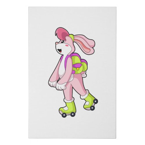 Rabbit with Roller skates Faux Canvas Print